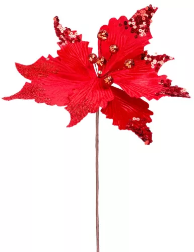 MagicHome, Karácsonyi Mikulásvirág, piros, szár: 46 cm, virágméret: 30 cm
