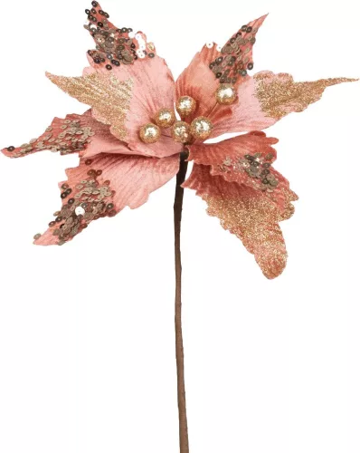 MagicHome, Karácsonyi Mikulásvirág, réz, szár: 46 cm, virágméret: 30 cm