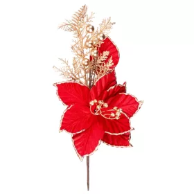   MagicHome, Karácsonyi ág, mikulásvirággal, piros-arany, 31 cm