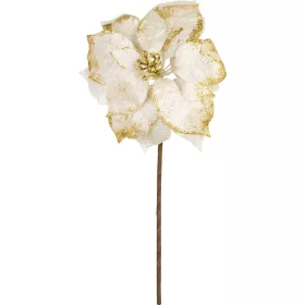   MagicHome, Karácsonyi Mikulásvirág, fehér, szár: 38 cm, virágméret: 24 cm