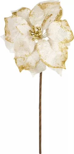 MagicHome, Karácsonyi Mikulásvirág, fehér, szár: 38 cm, virágméret: 24 cm