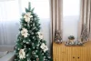 MagicHome, Karácsonyi Mikulásvirág, fehér, szár: 38 cm, virágméret: 24 cm