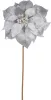 MagicHome, Karácsonyi Mikulásvirág, ezüst, szár: 38 cm, virágméret: 24 cm