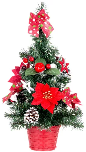 MagicHome Karácsonyi, díszített Karácsonyfa, piros, 41 cm