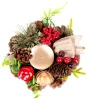 MagicHome Karácsonyi gyertyatartó, fenyőággal és masnival, természetes, 15 cm