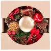 MagicHome Karácsonyi gyertyatartó, fenyőággal és virággal, természetes, 15 cm