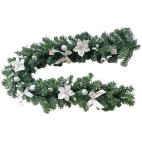 MagicHome Karácsony, díszített girland, ezüst, 180 cm
