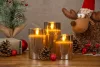 MagicHome, karácsonyi gyertya, 3 db-os készlet, meleg fehér, üvegben, 3xAAA