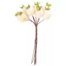 MagicHome, Karácsonyi ág, csipkebogyókkal, fehér, 13 cm
