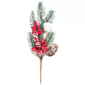   MagicHome, Karácsonyi ág, tobozzal és bogyókkal, havas, 31 cm