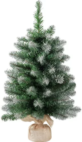 MagicHome Karácsonyi Belo Karácsonyfa, juta zsákos jegenyefenyő, havas végek, extra sűrű, 60 cm