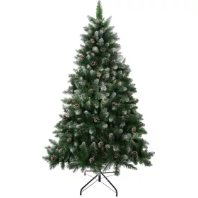   MagicHome, Karácsonyi Albero Karácsonyfa, jegenyefenyő, havas végek, tobozokkal, 180 cm