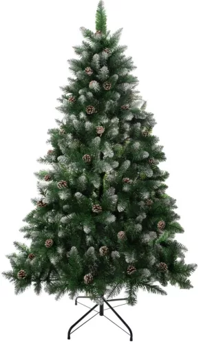 MagicHome, Karácsonyi Albero Karácsonyfa, jegenyefenyő, havas végek, tobozokkal, 180 cm