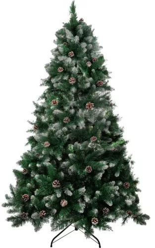 MagicHome Karácsonyi Albero Karácsonyfa, jegenyefenyő, havas végek, tobozokkal, 210 cm