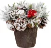 MagicHome Karácsony, Ikebana havas fenyőágakkal, fa utánzat, 18 cm
