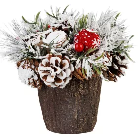   MagicHome Karácsony, Ikebana havas fenyőágakkal, fa utánzat, 18 cm