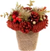 MagicHome Karácsony, Ikebana, természetes, piros, 17x17 cm