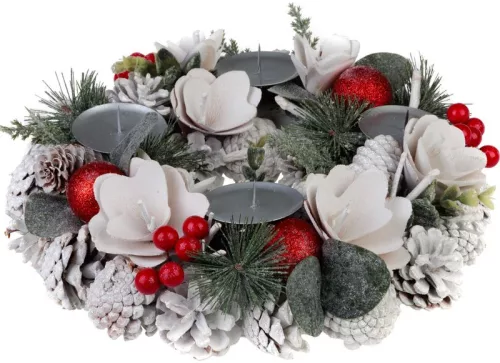 MagicHome, karácsonyi Koszorú, természetes, fehér, adventi, 30 cm