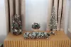 MagicHome, Karácsonyi ikebana, fa, ezüst, adventi, 40x14x8 cm