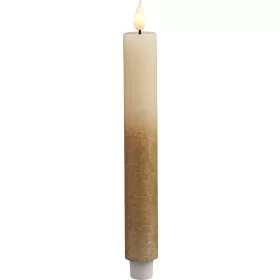   MagicHome, karácsonyi Gyertya, LED, 2xAAA, krémszínű/arany, fémes hatás
