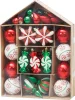MagicHome, Karácsonyi gömbkészlet, 32 db, piros-zöld-fehér, vegyes