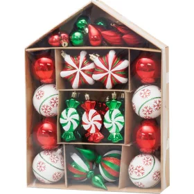   MagicHome, Karácsonyi gömbkészlet, 32 db, piros-zöld-fehér, vegyes