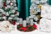 MagicHome, adventi gyertya, 4,8x8 cm, 4 db, ezüst, csillámos