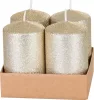 MagicHome, adventi gyertya, 4,8x8 cm, 4 db, pezsgő színű, csillámos