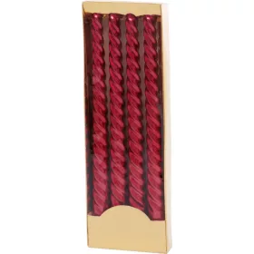MagicHome, karácsonyi gyertya, 25 cm, 4 db, piros, csavart