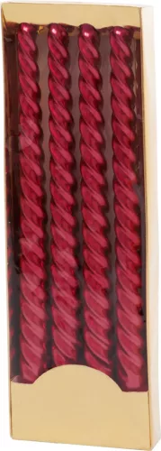 MagicHome, karácsonyi gyertya, 25 cm, 4 db, piros, csavart