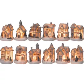   MagicHome, Karácsonyi dekoráció, házikó, LED, beltéri, 7x6x10 cm, 12 db