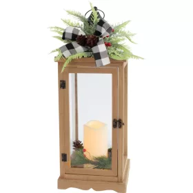   MagicHome, Karácsonyi lámpás, LED, meleg fehér, 3xAAA, barna, 20x20,5x51 cm, mozgó láng