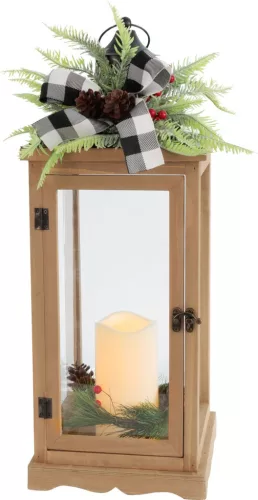 MagicHome, Karácsonyi lámpás, LED, meleg fehér, 3xAAA, barna, 20x20,5x51 cm, mozgó láng