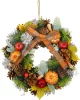 MagicHome Nature, függő koszorú, őszi, narancssárga, masnival, 30 cm