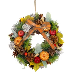   MagicHome Nature, függő koszorú, őszi, narancssárga, masnival, 30 cm