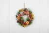 MagicHome Nature, függő koszorú, őszi, narancssárga, masnival, 30 cm