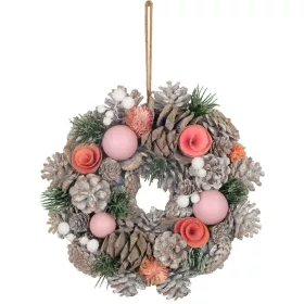   MagicHome, karácsonyi Koszorú, függő, rózsaszín-narancssárga, 25 cm