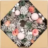 MagicHome, karácsonyi Koszorú, függő, rózsaszín-narancssárga, 25 cm