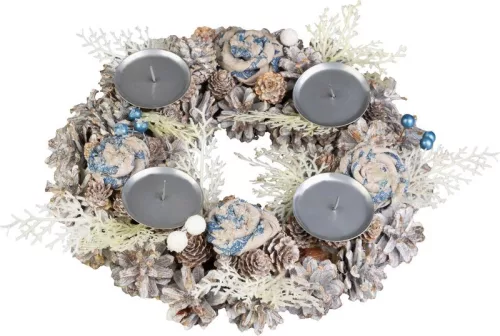 MagicHome karácsony, adventi Koszorú, kék-fehér, 30 cm