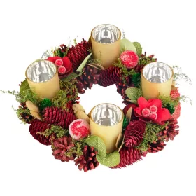 MagicHome Karácsony, adventi koszorú, piros, 30 cm