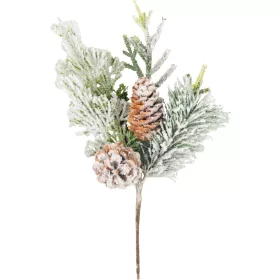 MagicHome, Karácsonyi ág, tobozokkal, havas, 30 cm