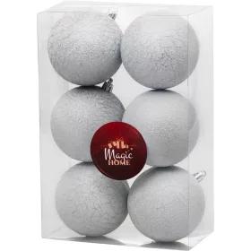 MagicHome, Karácsonyi gömbök, 6 db, fehér, 8 cm