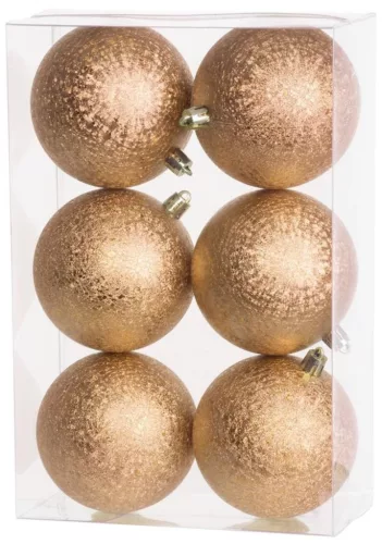 MagicHome, Karácsonyi gömbök, 6 db, pezsgő, 8 cm