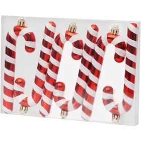   MagicHome, Karácsonyi dísznyalóka, fehér-piros, 12,5 cm, 6 db