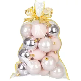   MagicHome, Karácsonyi gömbkészlet, 20 db, rózsaszín, vegyes, 6 cm