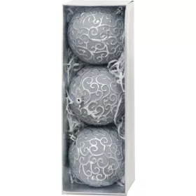 MagicHome, Karácsonyi gömbkészlet, 3 db, ezüst, 10 cm