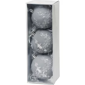 MagicHome, Karácsonyi gömbkészlet, 3 db, ezüst, 8 cm