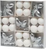 MagicHome, Karácsonyi gömbkészlet, 21 db, fehér-ezüst, vegyes