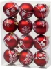 MagicHome, Karácsonyi gömbök, 12 db, 6 cm, piros-fehér