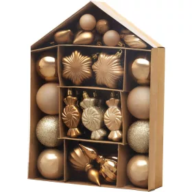 MagicHome, Karácsonyi gömbkészlet, 32 db, bronz, vegyes